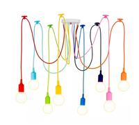 E27 Lampe à suspension rétro multicolore, luminaire à suspension, lustre suspendu vintage avec câble réglable, lampe araignée de plafond bricolage pour salon, chambre coucher, bar, café, hôtels