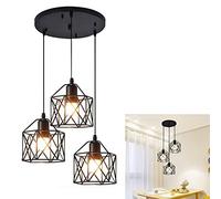 E27 Metal Industriel Lustre Suspensions Luminaire Cage Noir Plafonnier Luminaire Lampe de Plafond Vintage Lumiere Abat-Jour pour Salle à Manger Chambre Salon Salle à manger Restaurant