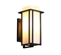 E27 Noir Terrasse Extérieure Balcon Applique Murale Carrée en Fer Forgé Rétro IP54 Appliques Murales Étanches Adaptées Aux Murs Extérieurs D'entrée Principale Cours Et Passerelles(31 * 15 * 18cm)