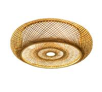E27 Plafonnier Bois Vintage Bambou Lanterne Spots De Plafond Rétro Rond Lumière Tressé À La Main En Rotin Abat-Jour Lampe Restaurant Salon Chambre Bureau Éclairage Décoratif Lustre,80cm