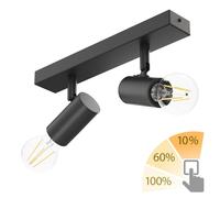 E27 Plafonnier vintage FARE Retro noir orientable 2 flammes + ampoules LED