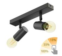 E27 Plafonnier vintage FARE Retro noir orientable 2 flammes +LED lampes