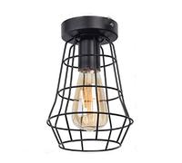 E27 Retro Plafonnier en Métal Noir Cage, Vintage Industrielle Suspension Luminaire, Suspension Plafonnier Fer forge, Lustre pour couloir, entrée, allée, porche, chambre, sous sol etc. (D)