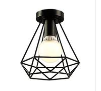 E27 Retro Plafonnier en Métal Noir Cage, Vintage Industrielle Suspension Luminaire, Suspension Plafonnier Fer forge, Lustre pour couloir, entrée, allée, porche, chambre, sous sol etc. (F)