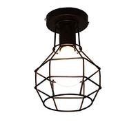 E27 Retro Plafonnier en Métal Noir Cage, Vintage Industrielle Suspension Luminaire, Suspension Plafonnier Fer forge, Lustre pour couloir, entrée, allée, porche, chambre, sous sol etc. (G)