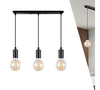 E27 Suspension Vintage Retro Culot de Lampe Edison de Douille Support de Lampe Adaptateur Accessoires 3 Lampe Suspension pour Cuisine Chambre Salon Salle à manger Restaurants,Noir