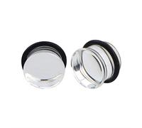 E596 Paire de bouchons évasés en verre de cear, tailles 2GA-13/16", Verre, verre