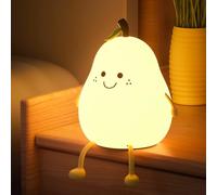 eaacaa Veilleuse mignonne en forme de fruits/animaux pour bébé garçon et fille, chargement USB, mini lampe de table, décoration de chambre à coucher, veilleuse cadeau, poire