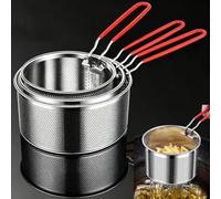EAAGHK 3 Pcs Panier Friteuse en Acier Inox 16cm/18cm/20cm, Panier à Frite avec Poignée Longue, Petite Friteuse Manuelle Ronde, Passoire Cuisine Inox, pour Laver Blanchir Égoutter Frire de Aliments