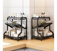EAAGHK Étagère à Épices 3 Niveaux, Organisateur de Cuisine Incliné à 45°, Range Épices en Acier au Carbone, Support pour Pots à Épices, Condiments, Sauces et Assaisonnements, Noir