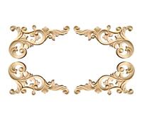 Eabdice 4 Pièces Bois Sculpté Decoration, Moulure Decorative Bois, Bois Sculpté Applique, Vintage Bois Sculpté en Coin pour l'artisanat Meubles Cadre Maison Armoire Porte