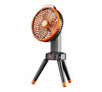 Eacam Ventilateur de Camping, Batterie 7 800 MAh, Lumière LED, 4 Vitesses | Alliage D'aluminium et Abs, Circulateur D'air sur Trépied, Suspension de Tente, Bureau à Domicile, Pêche en Pique-nique,