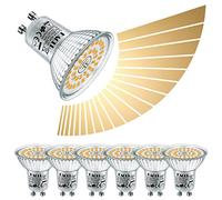 EACLL Ampoules LED GU10 6W Blanc Chaud, Dimmable Stepless via Variateur, 585 Lumens 3000K Équivalent Halogène 80W, Lot de 6, Sans Scintillement 120° LED Spots, AC 230V Lampe à Réflecteur
