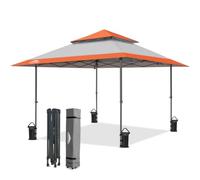 EAGLE PEAK 4x4m Tente à auvent abattable à Jambes Droites Canopy instantané extérieur, abri Pliant Simple avec Avant-toits Auto-Extensibles 15,4 m² d’Ombre, Orange