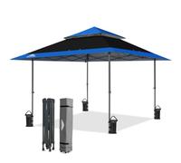 EAGLE PEAK 4x4m Tente à auvent abattable à Jambes Droites Canopy instantané extérieur, abri Pliant Simple avec Avant-toits Auto-Extensibles 15,4 m² d’Ombre, Noir/Bleu