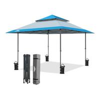 EAGLE PEAK 4x4m Tente à auvent abattable à Jambes Droites Canopy instantané extérieur, abri Pliant Simple avec Avant-toits Auto-Extensibles 15,4 m² d’Ombre, Bleu Clair