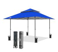 EAGLE PEAK 4x4m Tente à auvent abattable à Jambes Droites Canopy instantané extérieur, abri Pliant Simple avec Avant-toits Auto-Extensibles 15,4 m² d’Ombre, Bleu