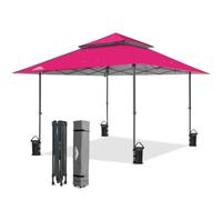 EAGLE PEAK 4x4m Tente à auvent abattable à Jambes Droites Canopy instantané extérieur, abri Pliant Simple avec Avant-toits Auto-Extensibles 15,4 m² d’Ombre, Rose foncé