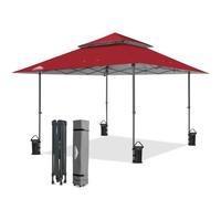 EAGLE PEAK 4x4m Tente à auvent abattable à Jambes Droites Canopy instantané extérieur, abri Pliant Simple avec Avant-toits Auto-Extensibles 15,4 m² d’Ombre, Rouge