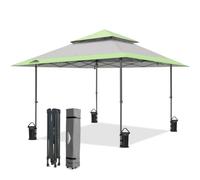 EAGLE PEAK 4x4m Tente à auvent abattable à Jambes Droites Canopy instantané extérieur, abri Pliant Simple avec Avant-toits Auto-Extensibles 15,4 m² d’Ombre, Gris