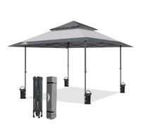EAGLE PEAK 4x4m Tente à auvent abattable à Jambes Droites Canopy instantané extérieur, abri Pliant Simple avec Avant-toits Auto-Extensibles 15,4 m² d’Ombre, Gris Clair