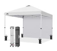 EAGLE PEAK Auvent Commercial Pliable 3x3 m, Tente Abri Instantané avec 1 Paroi Latérale, Robuste et Facile à Installer, Protection Solaire Extérieure pour Marchands et Marchés, Blanc
