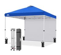 EAGLE PEAK Auvent Commercial Pliable 3x3 m, Tente Abri Instantané avec 1 Paroi Latérale, Robuste et Facile à Installer, Protection Solaire Extérieure pour Marchands et Marchés, Bleu