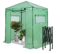 EAGLE PEAK Serre de Jardin Portable en Acier, Pop-Up Rapide, 182 L x 121 l x 226 H cm, Tente abri pour Plantes, PE Couverture avec 1 entrée a Fermeture éclair, 2 fenêtres latérales enroulables, Verte