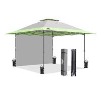 EAGLE PEAK Tente de Jardin Pliante 4 x 4 m avec Un Mur Latéral, Tonnelle Instantanée Facile à Installer, Abri Pliant avec Rideau d’Intimité, Ombrage de 15,4 m², Gris