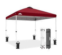 EAGLE PEAK Tente Tonnelle Pliante avec Sac à roulettes, 8 Piquets, 4 Cordes, 4 Sacs de Lestage, Tente Facile à Monter, 3x3 m, 9 m² d'Ombrage, Bordeaux