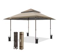 EAGLE PEAK Tonnelle de Jardin 4x4m Extérieur avec l’évent Double Toit Imperméable pour Pavillon Tente de réce (Beige)