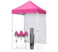 EAGLE PEAK Tonnelle Pliante 1,5x1,5 m Tente de Jardin Portable avec Une Paroi Pare Soleil Amovible Sac de Transport Inclus, Rose