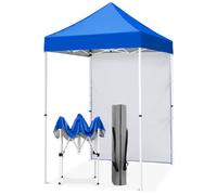 EAGLE PEAK Tonnelle Pliante 1,5x1,5 m Tente de Jardin Portable avec Une Paroi Pare Soleil Amovible Sac de Transport Inclus, Bleu