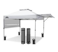 EAGLE PEAK Tonnelle Pop-Up 5x3 m, Abri de Jardin Instantané avec Deux Demi-Auvents Réglables, Blanc