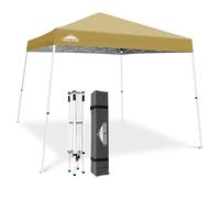 EAGLE PEAK Tonnelle Pop-up à Jambes inclinées 3x3 m, Montage Facile pour Une Personne, abri extérieur instantané pour Plage et Sport, Pliable et Portable, Base 3x3 m, Sommet 2,4x2,4 m (Beige)