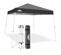 EAGLE PEAK Tonnelle Pop-up à Jambes inclinées 3x3 m, Montage Facile pour Une Personne, abri extérieur instantané pour Plage et Sport, Pliable et Portable, Base 3x3 m, Sommet 2,4x2,4 m (Gris)