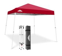 EAGLE PEAK Tonnelle Pop-up à Jambes inclinées 3x3 m, Montage Facile pour Une Personne, abri extérieur instantané pour Plage et Sport, Pliable et Portable, Base 3x3 m, Sommet 2,4x2,4 m (Rouge)