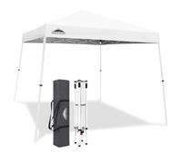 EAGLE PEAK Tonnelle Pop-up à Jambes inclinées 3x3 m, Montage Facile pour Une Personne, abri extérieur instantané pour Plage et Sport, Pliable et Portable, Base 3x3 m, Sommet 2,4x2,4 m (Blanc)