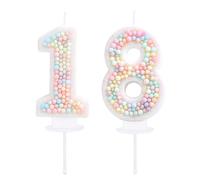 EAKE Décoration de gâteau d'anniversaire en forme de chiffre 18 à paillettes pastel macaron 3D pour filles et femmes, 18e anniversaire, mariage et anniversaire de mariage