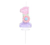 EAKE Décoration de gâteau d'anniversaire en forme de marguerite rose pastel | Décoration de gâteau 3D à paillettes macarons pour filles 1er anniversaire, anniversaire de mariage et fête sur le thème des