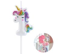 EAKE Licorne 1 bougie d'anniversaire licorne 1 décoration de gâteau pour 1er anniversaire fournitures de fête licorne décoration d'anniversaire licorne endormie avec couleurs arc-en-ciel vives