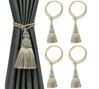 EAmrfvqt Embrasures en Corde de Coton, Embrasses de Rideaux Pompons en Corde tressée, Paquet 4 Multicolores(Mix Blue)