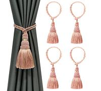 EAmrfvqt Embrasures en Corde de Coton, Embrasses de Rideaux Pompons en Corde tressée, Paquet 4 Multicolores(Mix Pink)