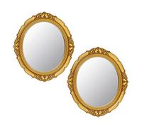 Eaoundm Lot de 2 miroirs muraux décoratifs Vintage à Suspendre pour Chambre à Coucher, Salon, Commode, 33,3 x 37,6 cm (doré)