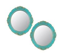 Eaoundm Lot de 2 miroirs muraux décoratifs Vintage à Suspendre pour Chambre à Coucher, Salon, Commode, 33,3 x 37,6 cm (Bleu)