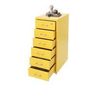 EasegantEl Caisson de Bureau Metal,Caisson de Rangement Mobile,Caisson à 6 Tiroirs,avec roulettes et Serrure,2 Clés,pour Rangement Lettre,Collections de Cosmétiques,Crayons,Billets,Jaune,28x41x69cm