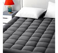 EASELAND Protège-Matelas matelassé pour très Grand lit en Coton avec Poche Profonde de 20,3 à 53,3 cm (198 x 203,2 cm, Gris foncé)