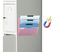 EASEPRES Organiseur mural magnétique à 3 poches en maille à suspendre - Porte-documents - Porte-documents - Porte-bloc - Porte-revues avec étiquette de nom pour bureau, maison, école, rose
