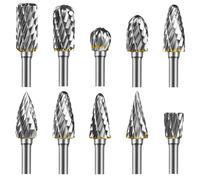 EASERIA Lot de 10 fraises rotatives en carbure de tungstène avec double coupe - Diamètre de la tige : 3 cm - Pour la découpe du bois, le perçage, la gravure, le polissage du métal