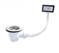 EaseSunny Bouchon d'évier de cuisine, bonde d'évier, filtre d'évier, prévention des débordements, bouchon poussoir en acier inoxydable de 85 mm avec tuyau réglable pour lavabos britanniques, blanc